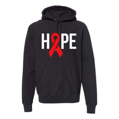 Hope Aids Hiv Red Ribbon Awareness Gift World Aids Day Premium Hoodie