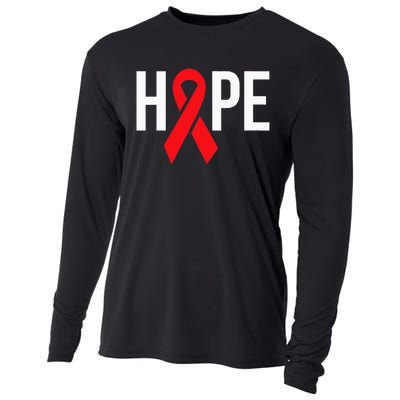 Hope Aids Hiv Red Ribbon Awareness Gift World Aids Day Cooling Performance Long Sleeve Crew