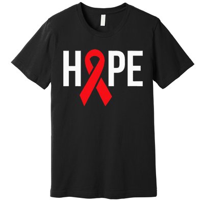 Hope Aids Hiv Red Ribbon Awareness Gift World Aids Day Premium T-Shirt