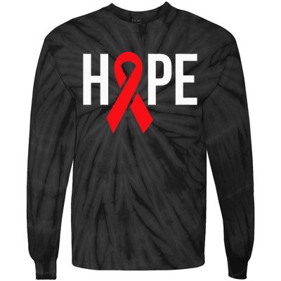 Hope Aids Hiv Red Ribbon Awareness Gift World Aids Day Tie-Dye Long Sleeve Shirt