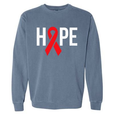 Hope Aids Hiv Red Ribbon Awareness Gift World Aids Day Garment-Dyed Sweatshirt