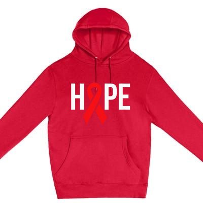 Hope Aids Hiv Red Ribbon Awareness Gift World Aids Day Premium Pullover Hoodie