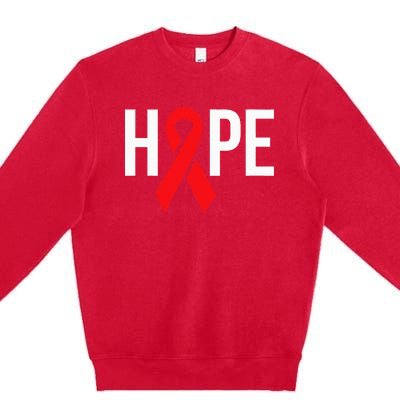 Hope Aids Hiv Red Ribbon Awareness Gift World Aids Day Premium Crewneck Sweatshirt