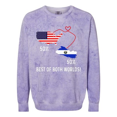 Half American Half El Salvador Flag Combined Map Salvadorian Colorblast Crewneck Sweatshirt