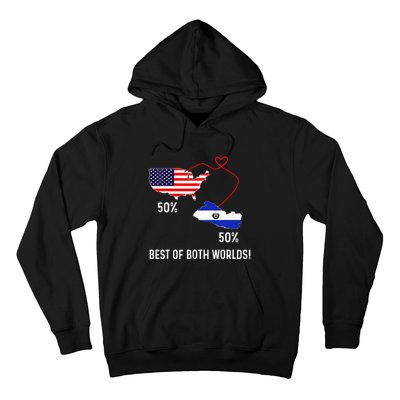 Half American Half El Salvador Flag Combined Map Salvadorian Hoodie