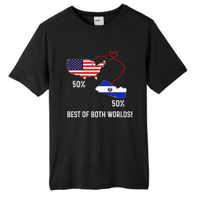 Half American Half El Salvador Flag Combined Map Salvadorian Tall Fusion ChromaSoft Performance T-Shirt