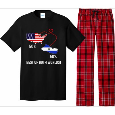 Half American Half El Salvador Flag Combined Map Salvadorian Pajama Set