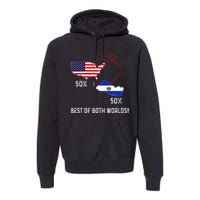 Half American Half El Salvador Flag Combined Map Salvadorian Premium Hoodie