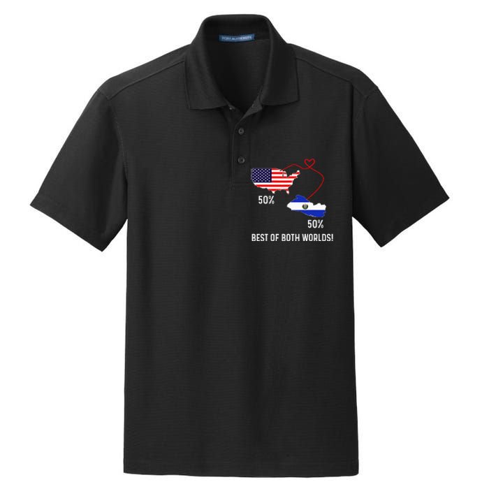 Half American Half El Salvador Flag Combined Map Salvadorian Dry Zone Grid Polo