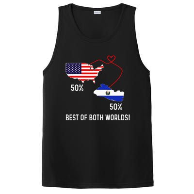 Half American Half El Salvador Flag Combined Map Salvadorian PosiCharge Competitor Tank