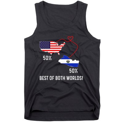 Half American Half El Salvador Flag Combined Map Salvadorian Tank Top