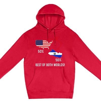 Half American Half El Salvador Flag Combined Map Salvadorian Premium Pullover Hoodie