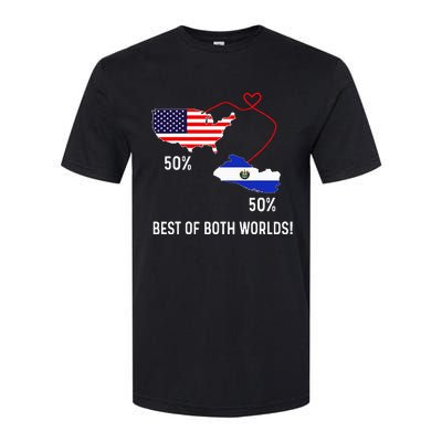 Half American Half El Salvador Flag Combined Map Salvadorian Softstyle CVC T-Shirt