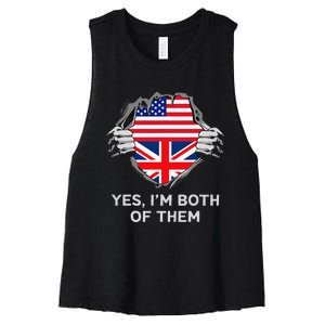 Half American Half British Usa England Flag Women's Racerback Cropped Tank