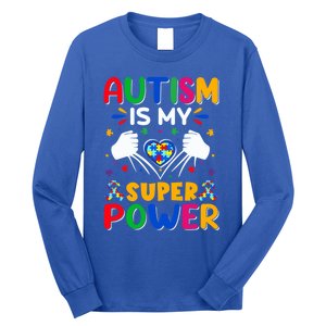 Heart Autism Is My Superpower Autism Awareness Cool Gift Long Sleeve Shirt