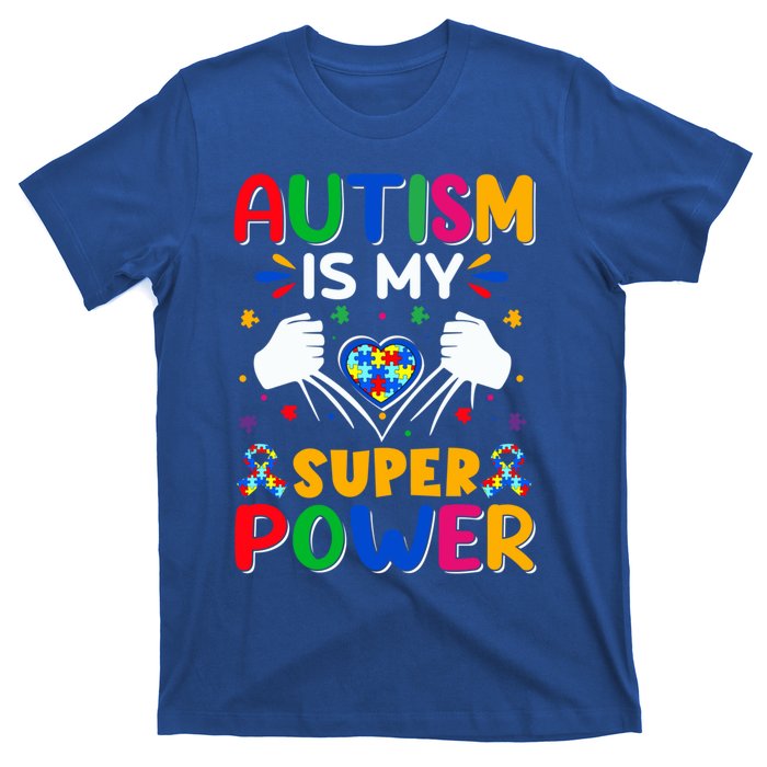 Heart Autism Is My Superpower Autism Awareness Cool Gift T-Shirt