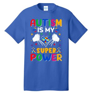 Heart Autism Is My Superpower Autism Awareness Cool Gift Tall T-Shirt