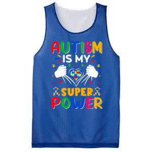 Heart Autism Is My Superpower Autism Awareness Cool Gift Mesh Reversible Basketball Jersey Tank