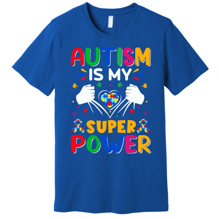 Heart Autism Is My Superpower Autism Awareness Cool Gift Premium T-Shirt