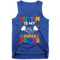 Heart Autism Is My Superpower Autism Awareness Cool Gift Tank Top