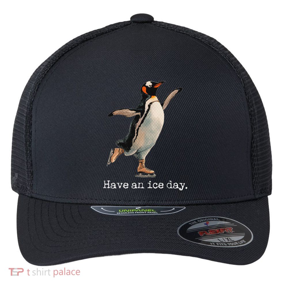 Have An Ice Day Girl Ice Skating Outfit Funny Figure Skating Flexfit Unipanel Trucker Cap