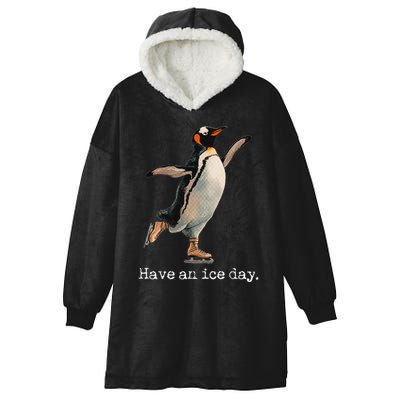 Have An Ice Day Girl Ice Skating Outfit Funny Figure Skating Hooded Wearable Blanket