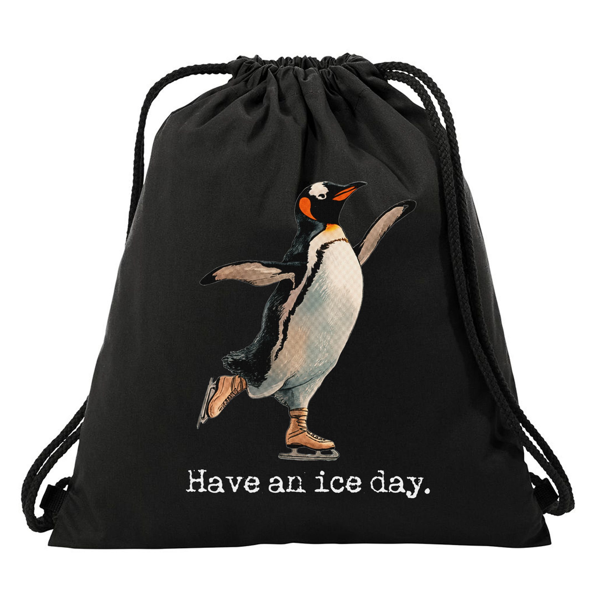 Have An Ice Day Girl Ice Skating Outfit Funny Figure Skating Drawstring Bag