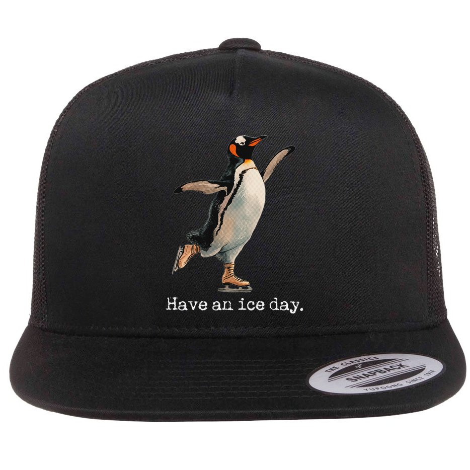 Have An Ice Day Girl Ice Skating Outfit Funny Figure Skating Flat Bill Trucker Hat