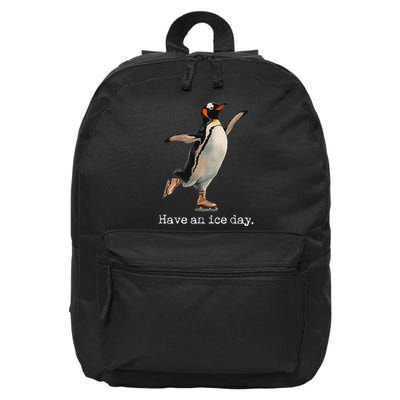 Have An Ice Day Girl Ice Skating Outfit Funny Figure Skating 16 in Basic Backpack