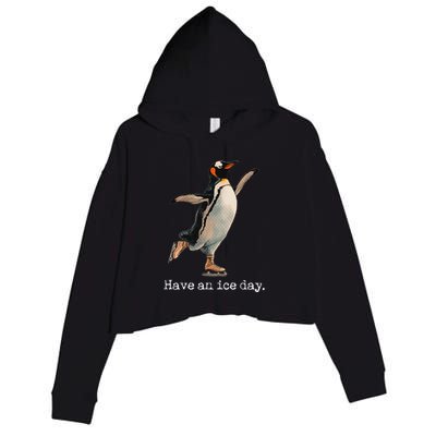 Have An Ice Day Girl Ice Skating Outfit Funny Figure Skating Crop Fleece Hoodie