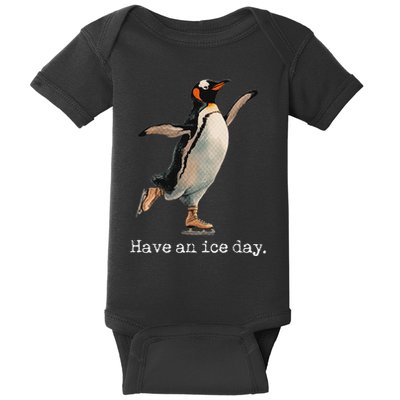 Have An Ice Day Girl Ice Skating Outfit Funny Figure Skating Baby Bodysuit