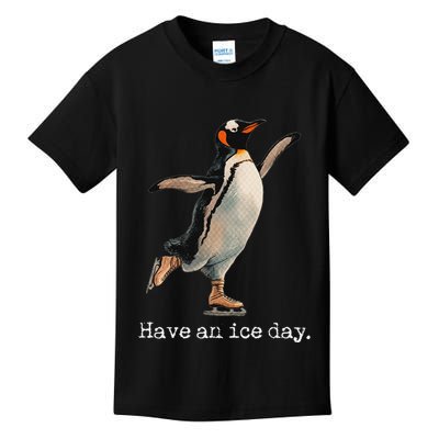 Have An Ice Day Girl Ice Skating Outfit Funny Figure Skating Kids T-Shirt