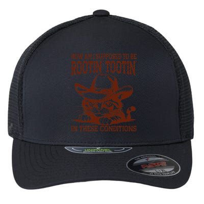 How Am I Supposed To Be Rootin Tootin Funny Cat Cowboy Flexfit Unipanel Trucker Cap
