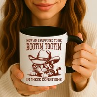 How Am I Supposed To Be Rootin Tootin Funny Cat Cowboy Mug