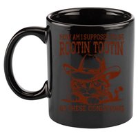 How Am I Supposed To Be Rootin Tootin Funny Cat Cowboy 11oz C Handle Ceramic Mug