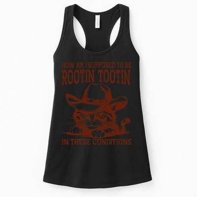 How Am I Supposed To Be Rootin Tootin Funny Cat Cowboy Womens Tank Top