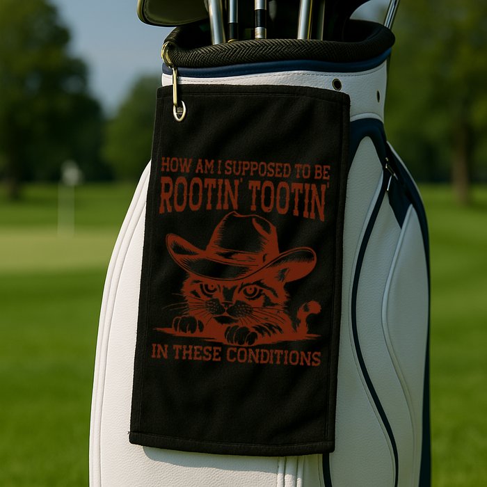 How Am I Supposed To Be Rootin Tootin Funny Cat Cowboy Golf Towel