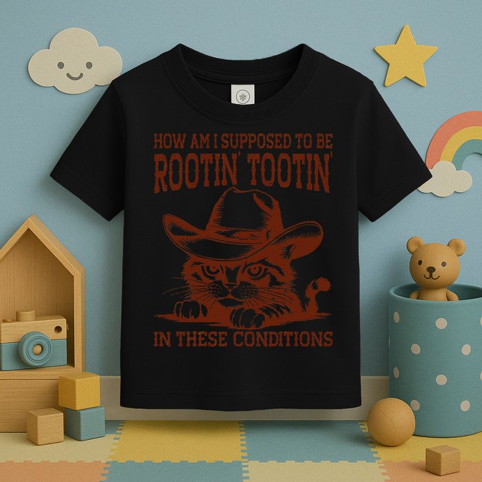 How Am I Supposed To Be Rootin Tootin Funny Cat Cowboy Toddler T-Shirt
