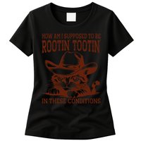 How Am I Supposed To Be Rootin Tootin Funny Cat Cowboy Womens T-Shirt