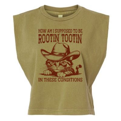 How Am I Supposed To Be Rootin Tootin Funny Cat Cowboy Garment-Dyed Women's Muscle Tee
