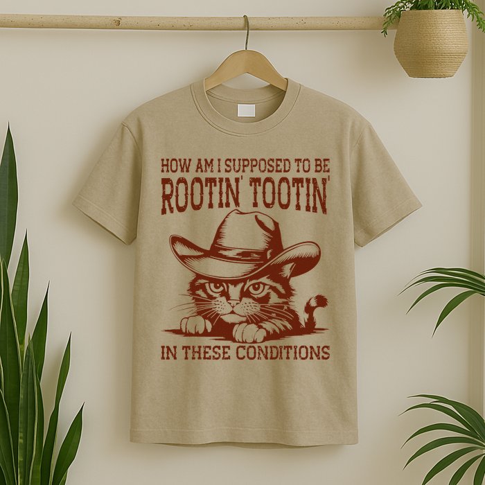 How Am I Supposed To Be Rootin Tootin Funny Cat Cowboy T-Shirt