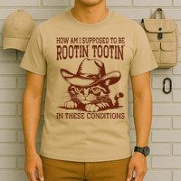 How Am I Supposed To Be Rootin Tootin Funny Cat Cowboy T-Shirt