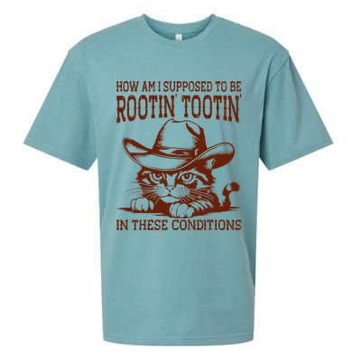 How Am I Supposed To Be Rootin Tootin Funny Cat Cowboy Sueded Cloud Jersey T-Shirt