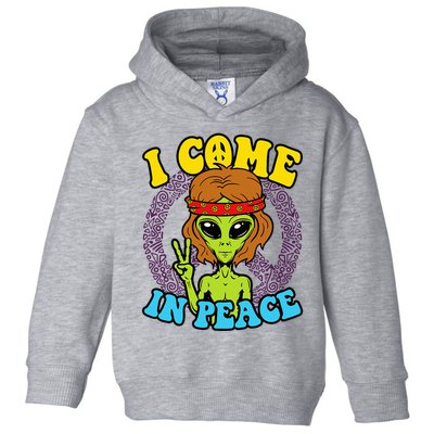Hippie Alien I Come In Peace Sign Toddler Hoodie