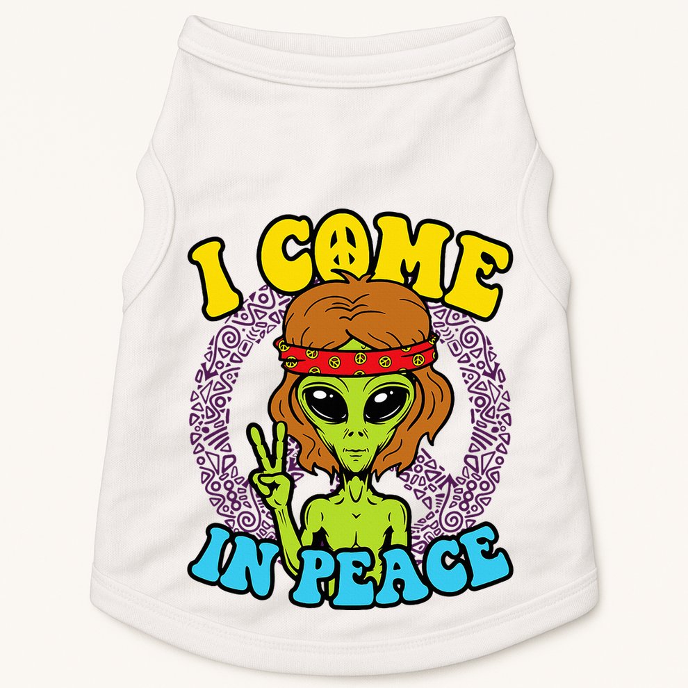 Hippie Alien I Come In Peace Sign Doggie Tank
