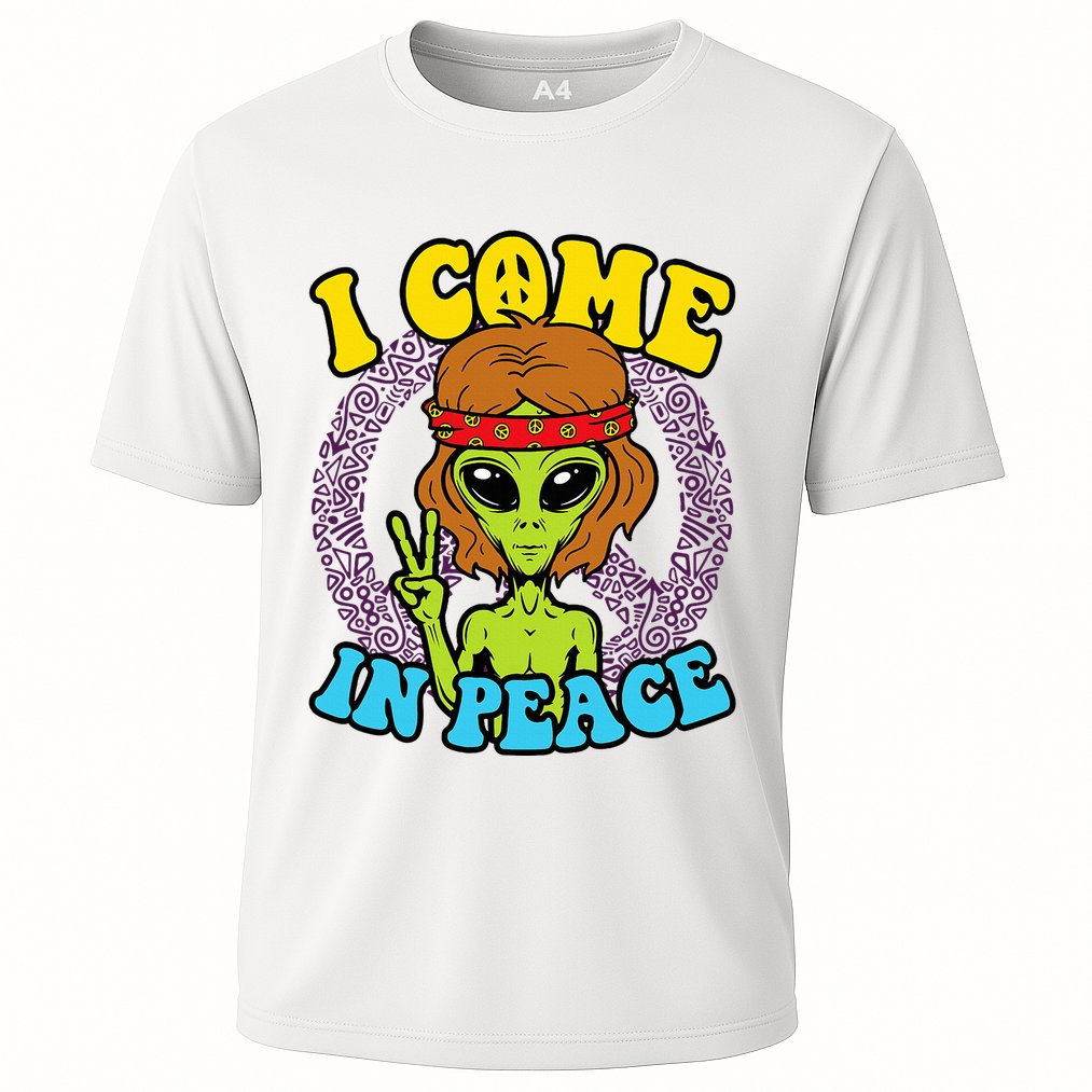 Hippie Alien I Come In Peace Sign Cooling Performance Crew T-Shirt