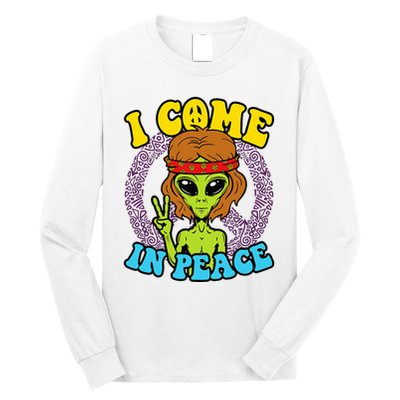 Hippie Alien I Come In Peace Sign Long Sleeve Shirt