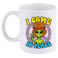 Hippie Alien I Come In Peace Sign 11oz C Handle Ceramic Mug