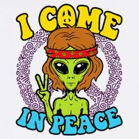 Hippie Alien I Come In Peace Sign 11oz C Handle Ceramic Mug