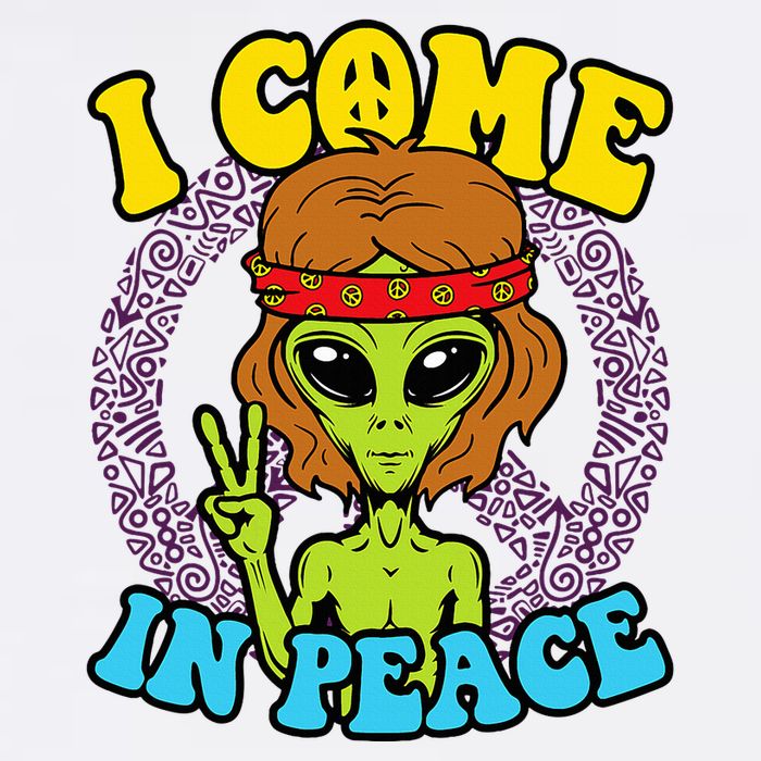 Hippie Alien I Come In Peace Sign 11oz C Handle Ceramic Mug